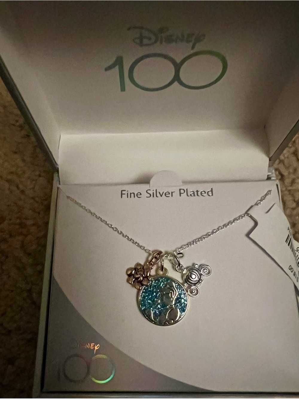 Disney Silver Plated Necklace with Blue Glitter Mickey Charm and Accents
